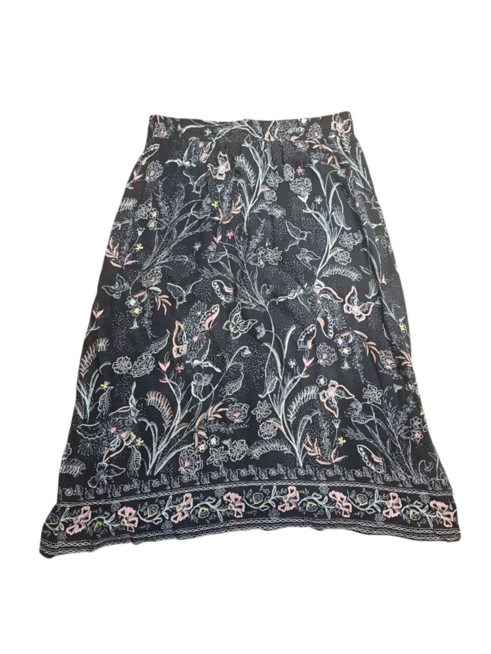 Christopher Banks Small Black Butterfly Floral Midi A Line Skirt - Picture 2 of 8